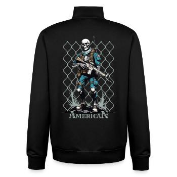 Squelette de guerrier américain - Sweat zippé unisexe en coton bio Stanley/Stella - noir - Dos - AI Model Male 185 light (185cm)