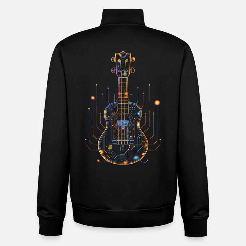 Ukulele Drawing - Unisex Organic Zip Sweatshirt by Stanley/Stella - black