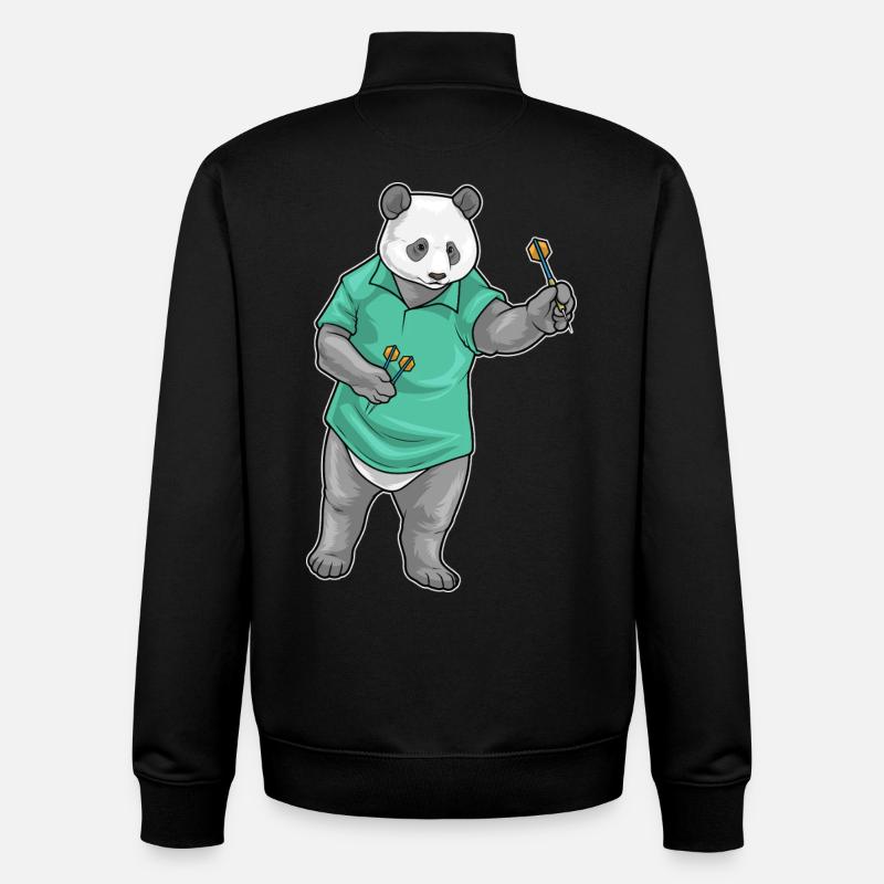 Panda Dart Dartpfeil - Sweat zippé unisexe en coton bio Stanley/Stella - noir