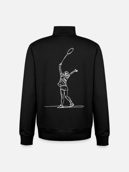Badminton Player Sketch - Unisex Organic Zip Sweatshirt by Stanley/Stella - black