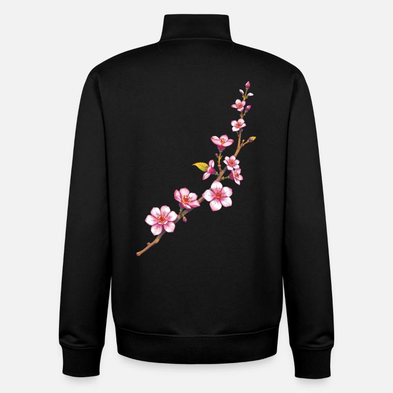 Fleur - Sweat zippé unisexe en coton bio Stanley/Stella - noir