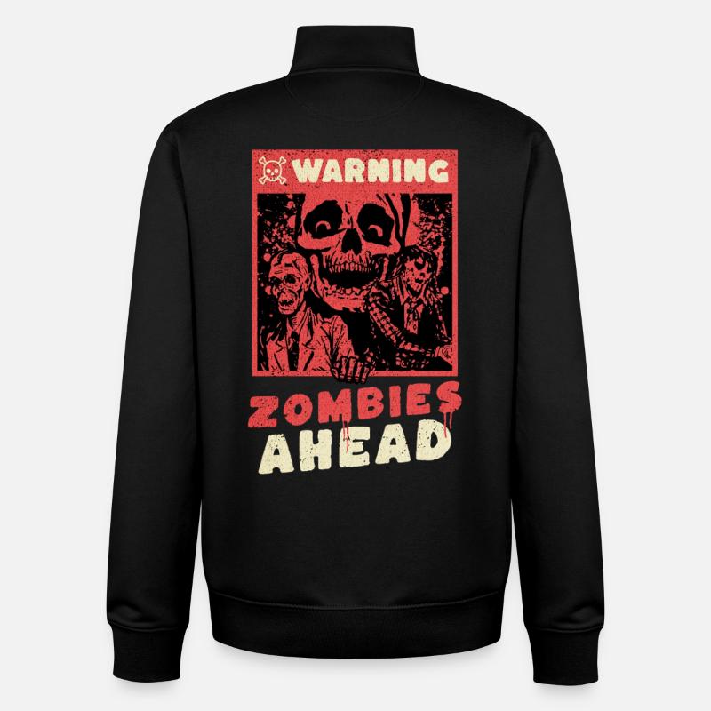 Horror - Warning Zombies Ahead - Unisex Organic Zip Sweatshirt von Stanley/Stella - Schwarz