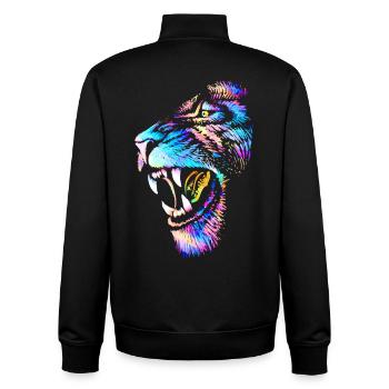 Löwe - Löwenkopf - Bunter Katzenkopf Wildkatze - Unisex Organic Zip Sweatshirt von Stanley/Stella - Schwarz - Hinten - AI Model Male 185 light (185cm)