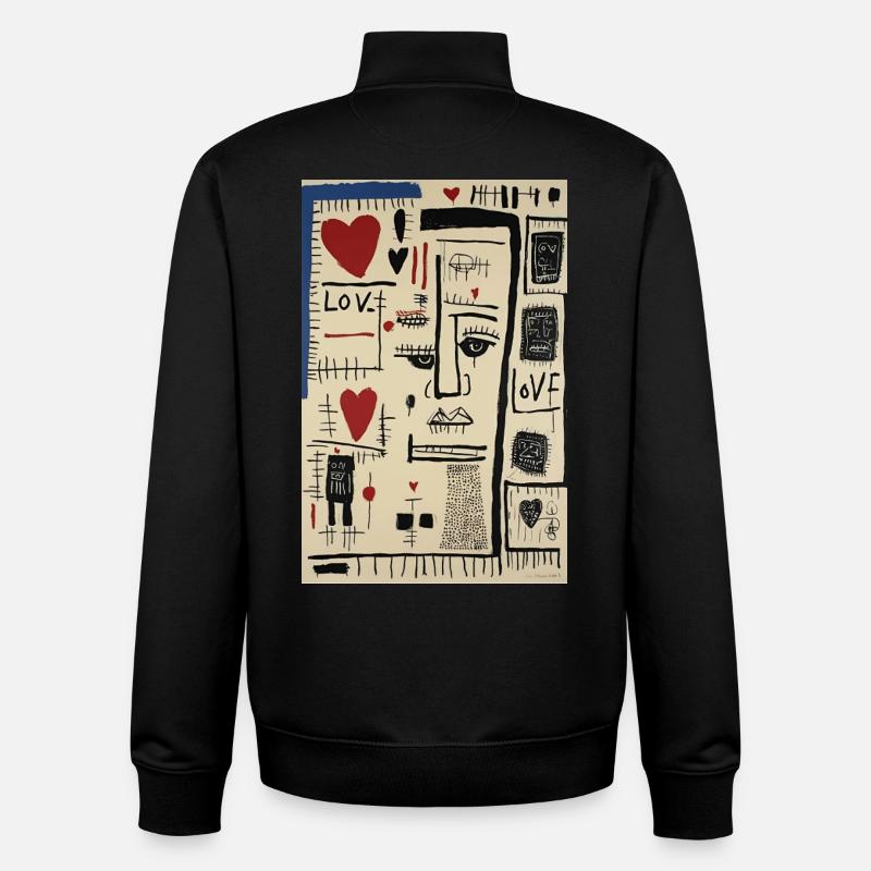 Visage Cubiste Amour et Esquisses - Sweat zippé unisexe en coton bio Stanley/Stella - noir
