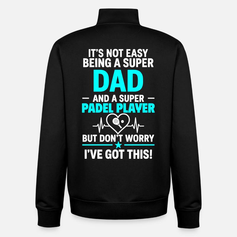 Cœur + Padel – Super Dad Padel Player - Sweat zippé unisexe en coton bio Stanley/Stella - noir