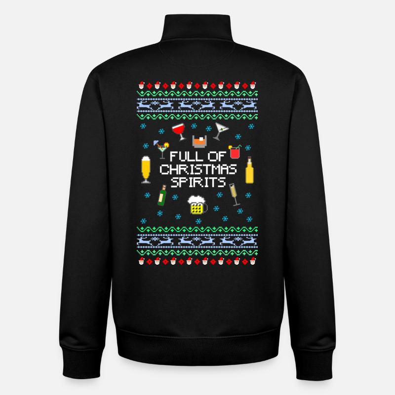 Plein d’esprits de Noël moche - Sweat zippé unisexe en coton bio Stanley/Stella - noir
