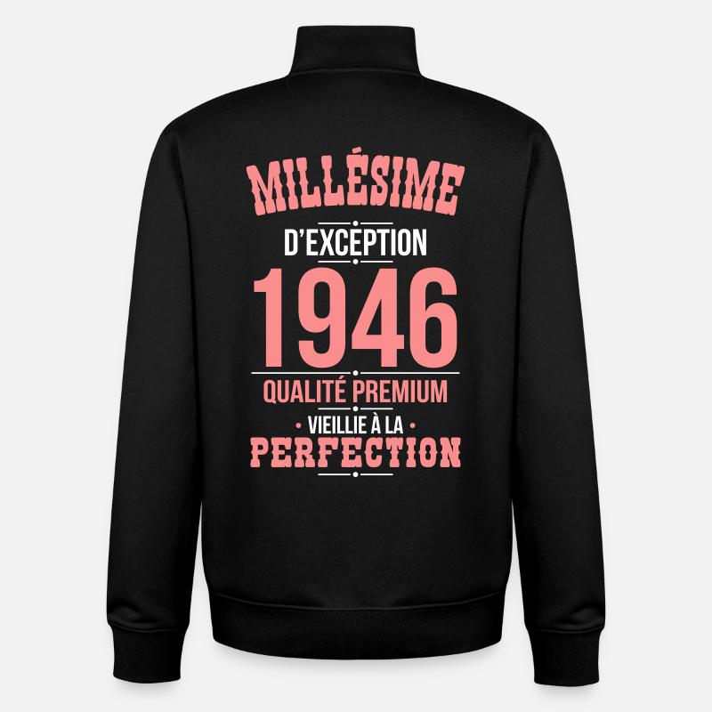 1946 – Millésime d’exception – Qualité premium - Sweat zippé unisexe en coton bio Stanley/Stella - noir
