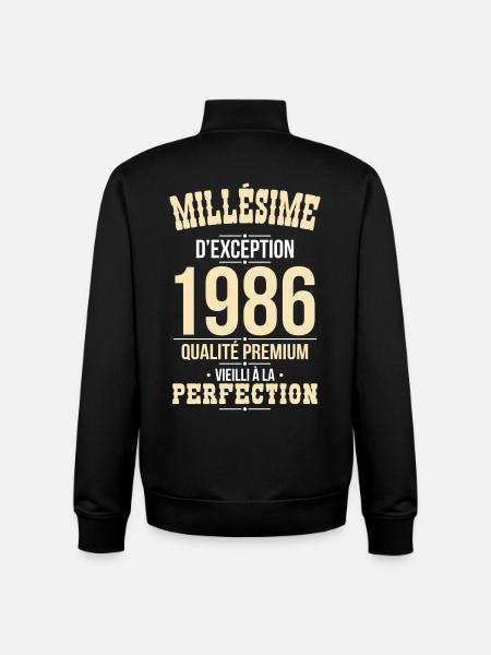 1986 – Millésime d’exception – Qualité premium - Sweat zippé unisexe en coton bio Stanley/Stella - noir