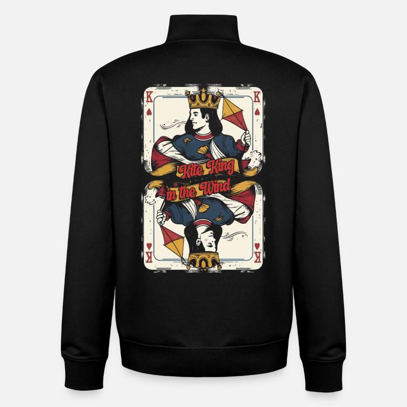Cerf-volant Cerf-volant Roi dans le vent - Sweat zippé unisexe en coton bio Stanley/Stella - noir