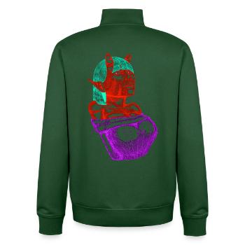 Crimson Demon  - Unisex Organic Zip Sweatshirt by Stanley/Stella - bottle green - Back - AI Model Male 185 dark (185cm)