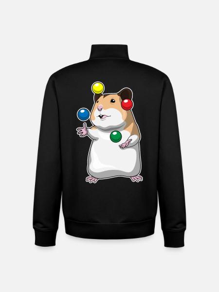 Hamster juggler juggling - Unisex Organic Zip Sweatshirt by Stanley/Stella - black