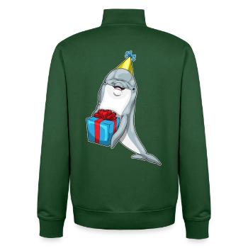 Forfait anniversaire dauphin - Sweat zippé unisexe en coton bio Stanley/Stella - vert bouteille - Dos - AI Model Male 185 dark (185cm)