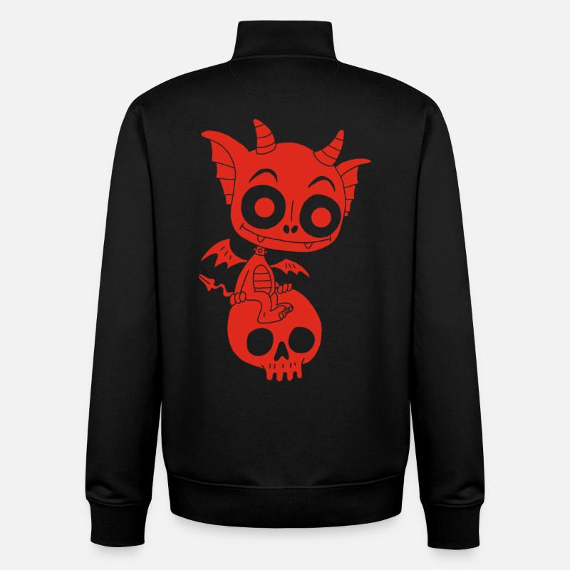 Petit démon rouge se repose - Sweat zippé unisexe en coton bio Stanley/Stella - noir