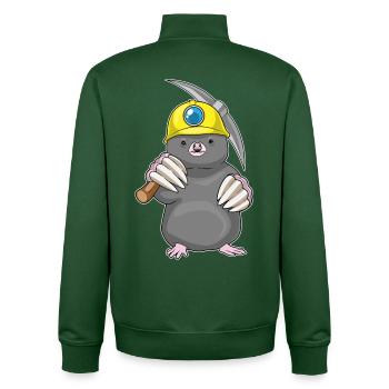 Mole Miner Pickaxe Mining - Unisex Organic Zip Sweatshirt by Stanley/Stella - bottle green - Back - AI Model Male 185 dark (185cm)