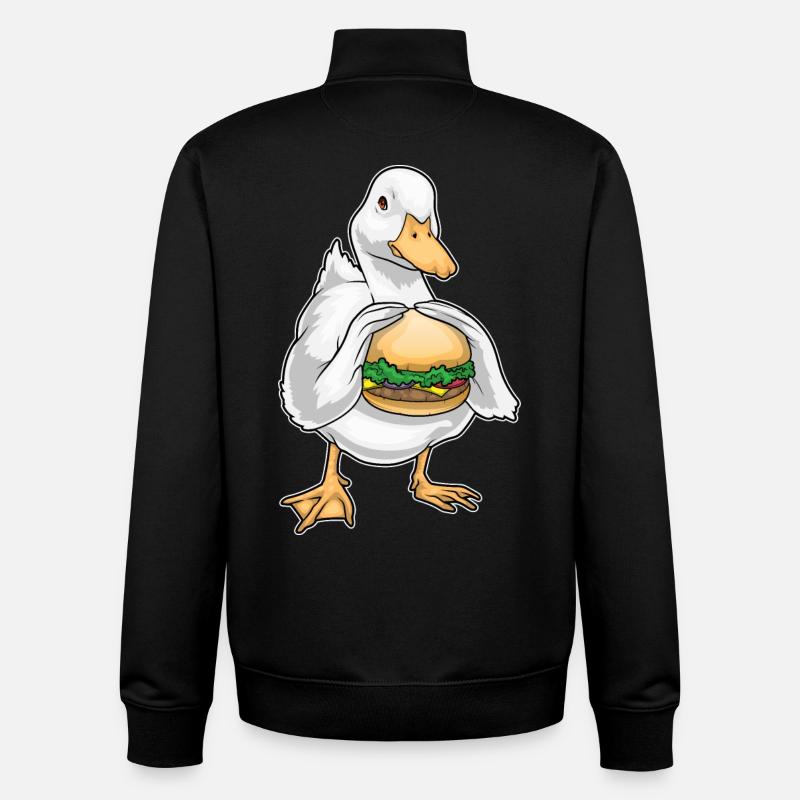 Duck Cheeseburger - Unisex Organic Zip Sweatshirt by Stanley/Stella - black