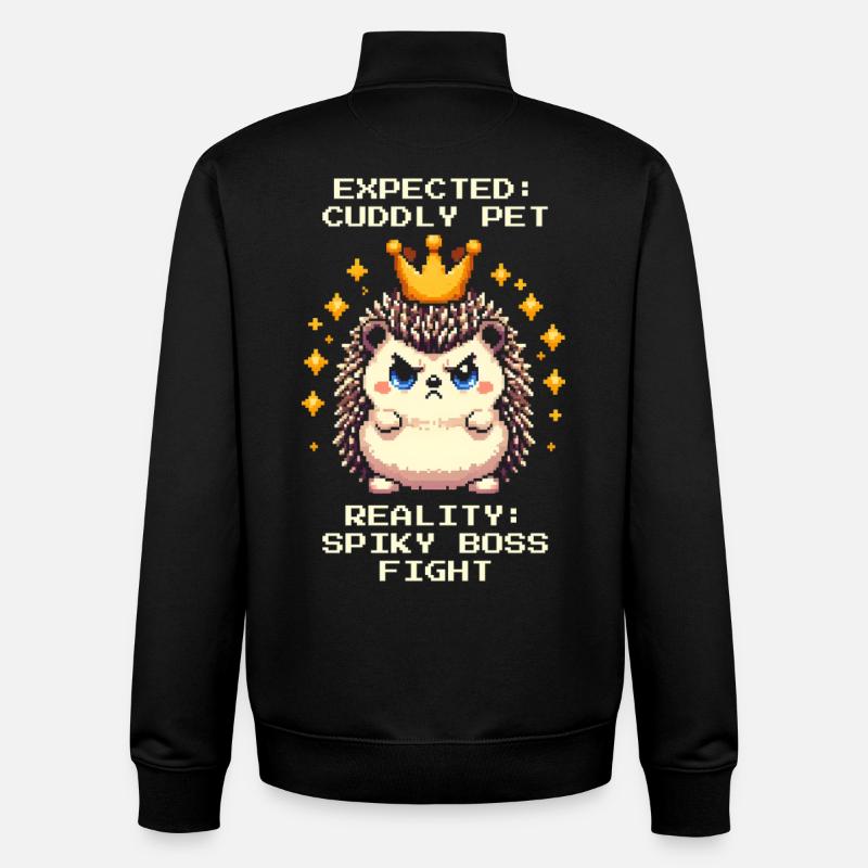 Stacheliger Bosskampf | lustiger Igel Spruch - Unisex Organic Zip Sweatshirt by Stanley/Stella - black