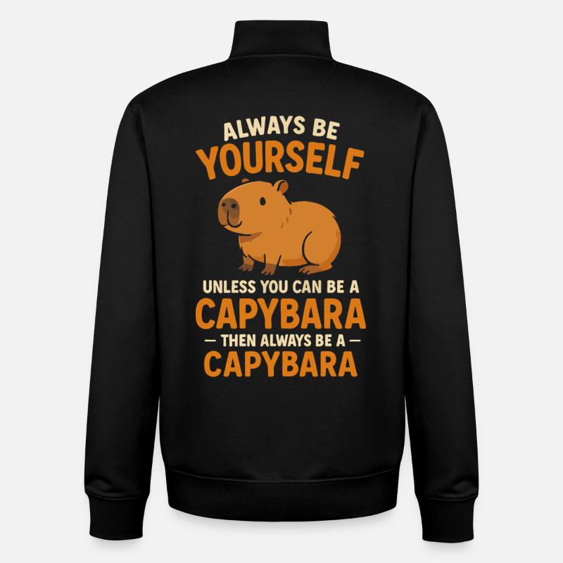 Capybara - Sweat zippé unisexe en coton bio Stanley/Stella - noir