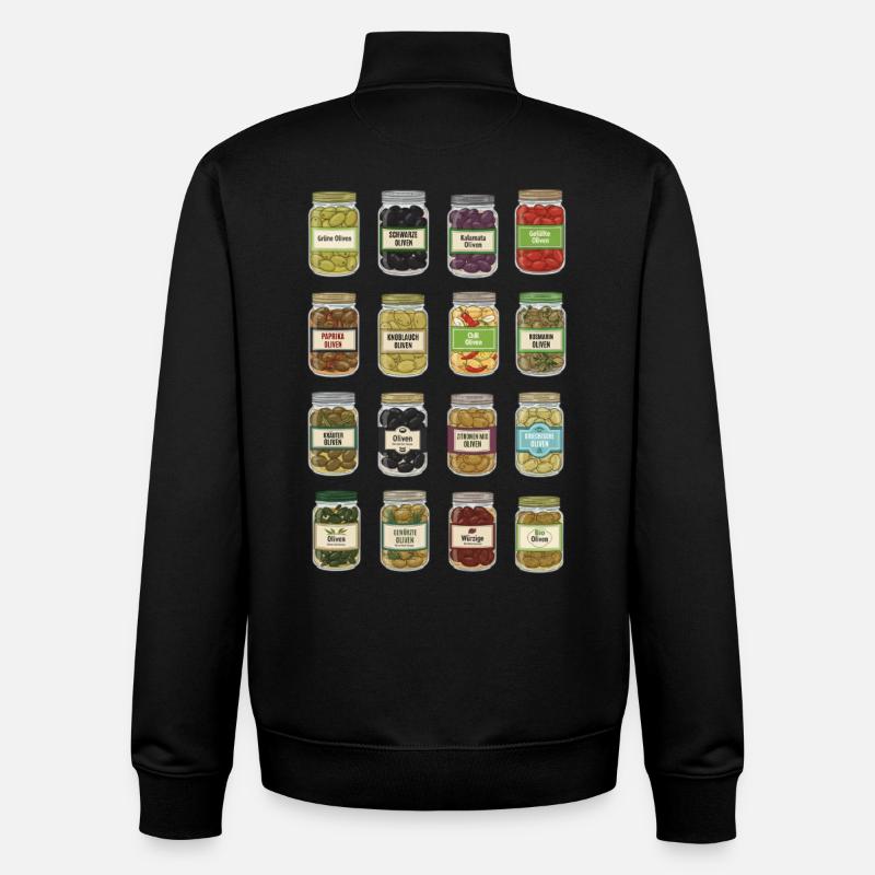 Des olives dans un bocal - Sweat zippé unisexe en coton bio Stanley/Stella - noir