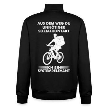 Postman OUT OF THE WAY YOU UNNECESSARY SOCIAL CONTACT - Unisex Organic Zip Sweatshirt by Stanley/Stella - black - Back - AI Model Male 185 light (185cm)