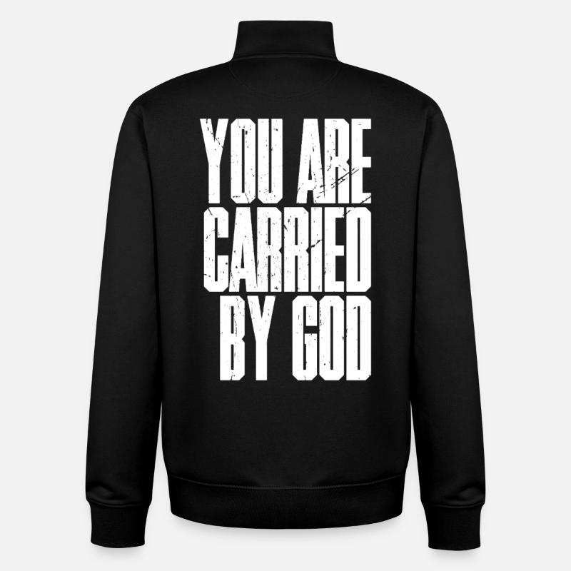 Tu es porté par Dieu - Sweat zippé unisexe en coton bio Stanley/Stella - noir