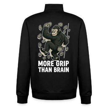 Plus de prise que de cerveau – Bloc de gorille - Sweat zippé unisexe en coton bio Stanley/Stella - noir - Dos - AI Model Male 185 light (185cm)