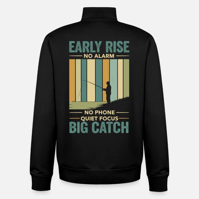 Pêche Pêcheur Hobby Pêcheur Rétro - Sweat zippé unisexe en coton bio Stanley/Stella - noir