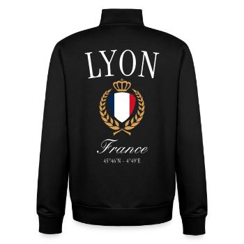 Marseille France Coat of Arms Crown – Travel Souvenir - Unisex Organic Zip Sweatshirt by Stanley/Stella - black - Back - AI Model Male 185 light (185cm)