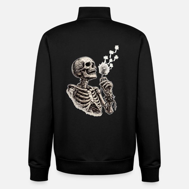 Squelette avec pissenlit - Sweat zippé unisexe en coton bio Stanley/Stella - noir