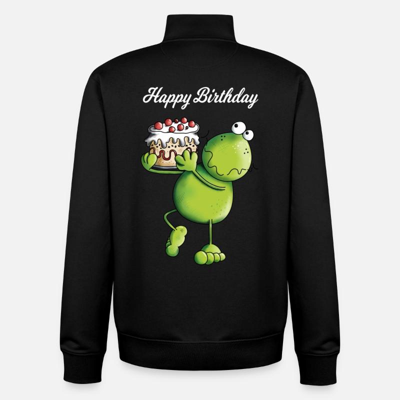 Grenouille d'anniversaire - Sweat zippé unisexe en coton bio Stanley/Stella - noir