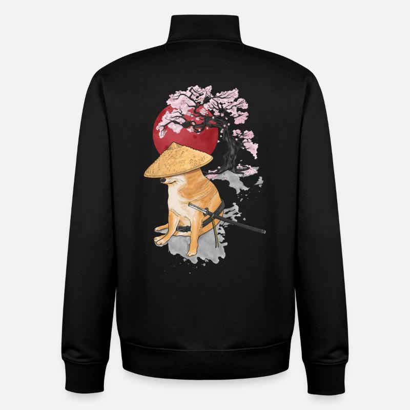 cheems samurai - Unisex Organic Zip Sweatshirt by Stanley/Stella - black