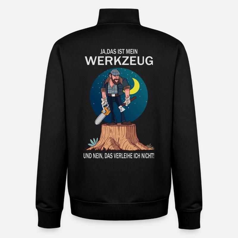 Lumberjack and his tools - Unisex Organic Zip Sweatshirt by Stanley/Stella - black