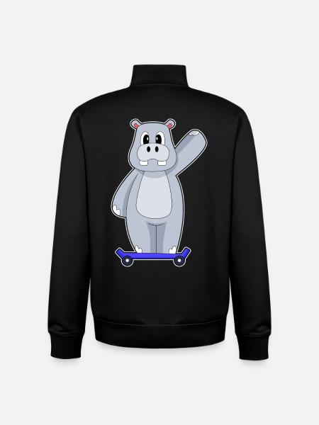 Hippo Skater Skateboard - Sweat zippé unisexe en coton bio Stanley/Stella - noir