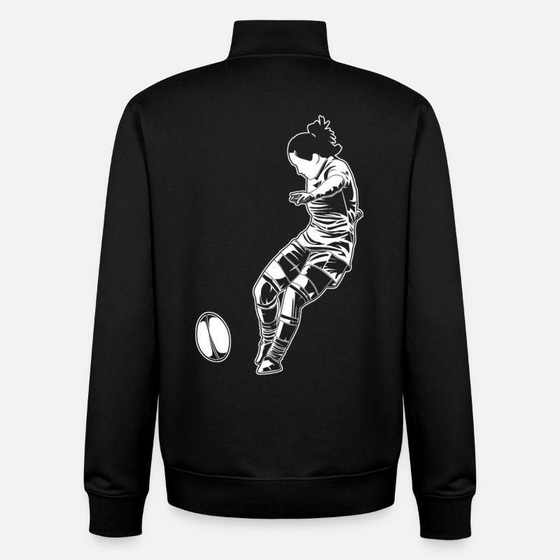 Joueuse de rugby filles - Sweat zippé unisexe en coton bio Stanley/Stella - noir