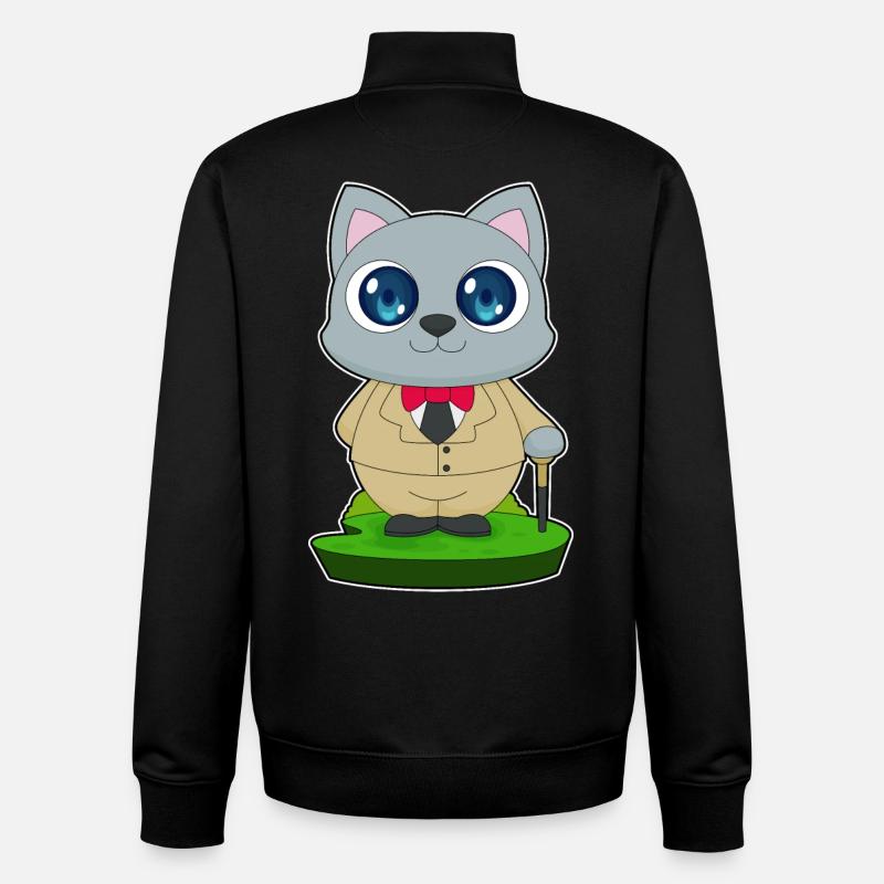 Katze Gehstock - Unisex Organic Zip Sweatshirt von Stanley/Stella - Schwarz