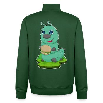 Caterpillar Cheeseburger - Unisex Organic Zip Sweatshirt by Stanley/Stella - bottle green - Back - AI Model Male 185 dark (185cm)