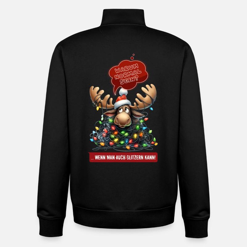 LUSTIGER ELCH | Weihnachtspulli | ugly sweater - Unisex Organic Zip Sweatshirt von Stanley/Stella - Schwarz