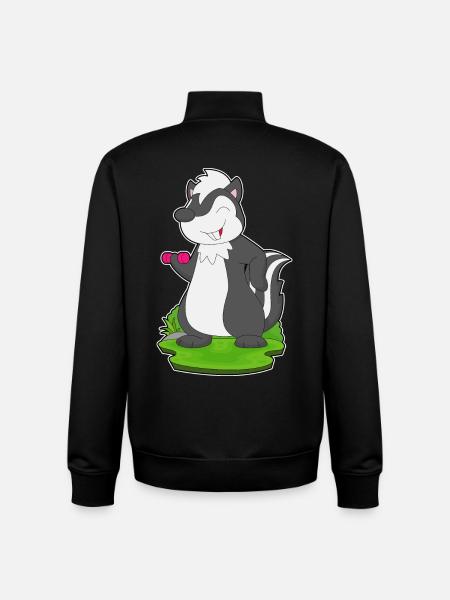Skunk Bodybuilder Dumbbell Bodybuilding - Unisex Organic Zip Sweatshirt by Stanley/Stella - black