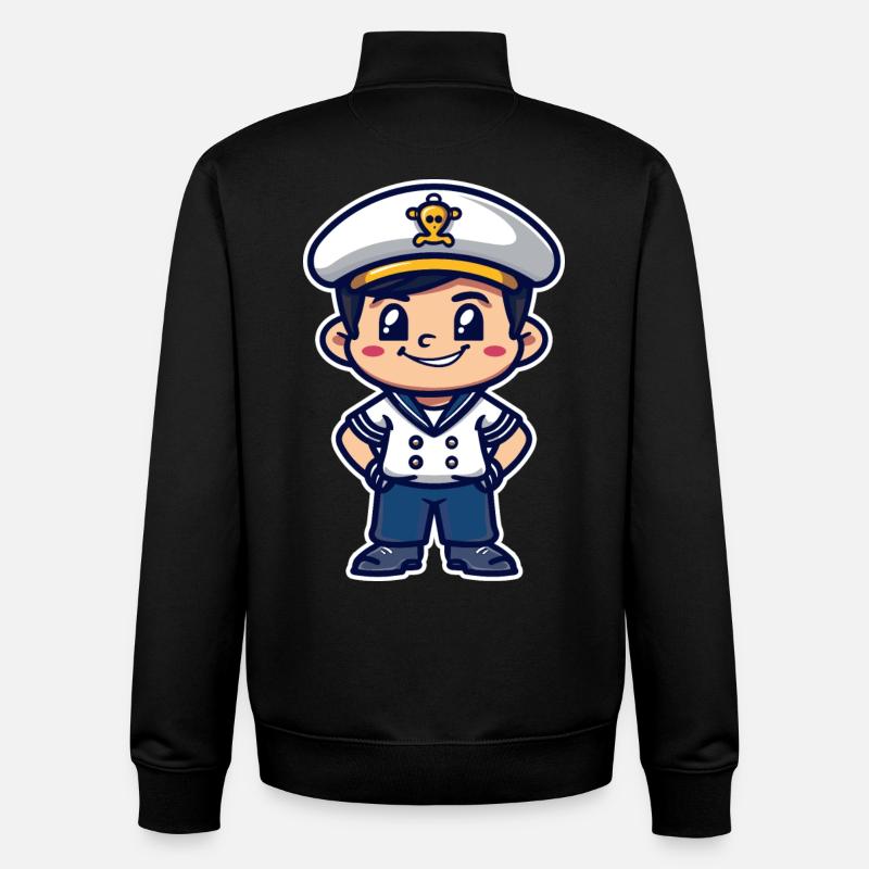 Petit marin capitaine bande dessinée - Sweat zippé unisexe en coton bio Stanley/Stella - noir