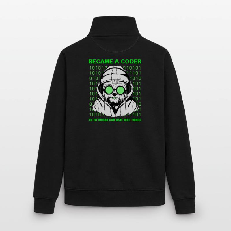 Devenu codeur – Hacker Dog Binary Look Sweat zippé unisexe en coton bio Stanley/Stella