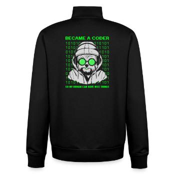 Became a Coder – Cyber Dog Binary - Unisex Organic Zip Sweatshirt von Stanley/Stella - Schwarz - Hinten - AI Model Male 185 light (185cm)