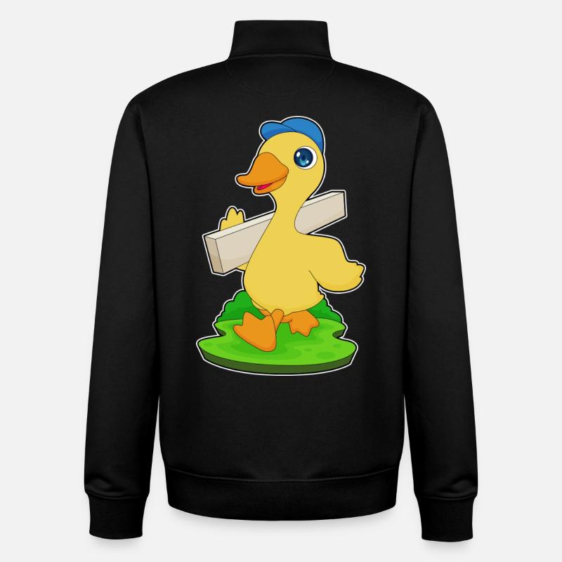 Duck wooden board - Unisex Organic Zip Sweatshirt by Stanley/Stella - black