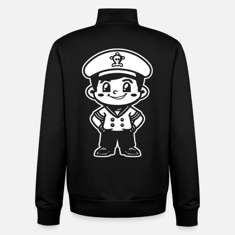 Little Sailing Captain Cartoon - Unisex Organic Zip Sweatshirt by Stanley/Stella - black