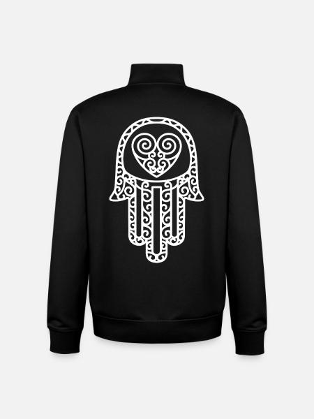 Hamsa – Hand of Fatima: Protection & Happiness - Unisex Organic Zip Sweatshirt by Stanley/Stella - black