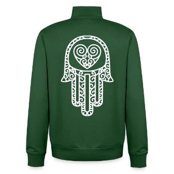 Hamsa – Hand of Fatima: Schutz & Glück - Unisex Organic Zip Sweatshirt von Stanley/Stella - Flaschengrün - Hinten - AI Model Male 185 dark (185cm)