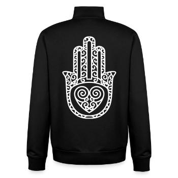 Hamsa – Hand of Fatima: Schutz & Glück - Unisex Organic Zip Sweatshirt von Stanley/Stella - Schwarz - Hinten - AI Model Male 185 light (185cm)