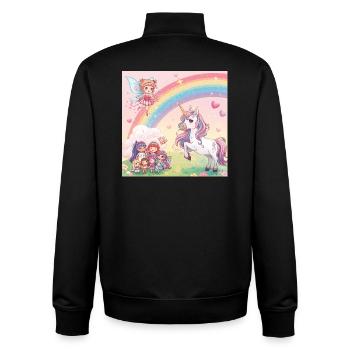 Rainbow Fairy and Unicorn Dream - Unisex Organic Zip Sweatshirt by Stanley/Stella - black - Back - AI Model Male 185 light (185cm)