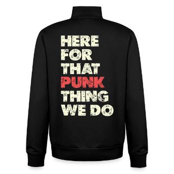 Here For That Punk Thing Typo - Unisex Organic Zip Sweatshirt by Stanley/Stella - black - Back - AI Model Male 185 light (185cm)