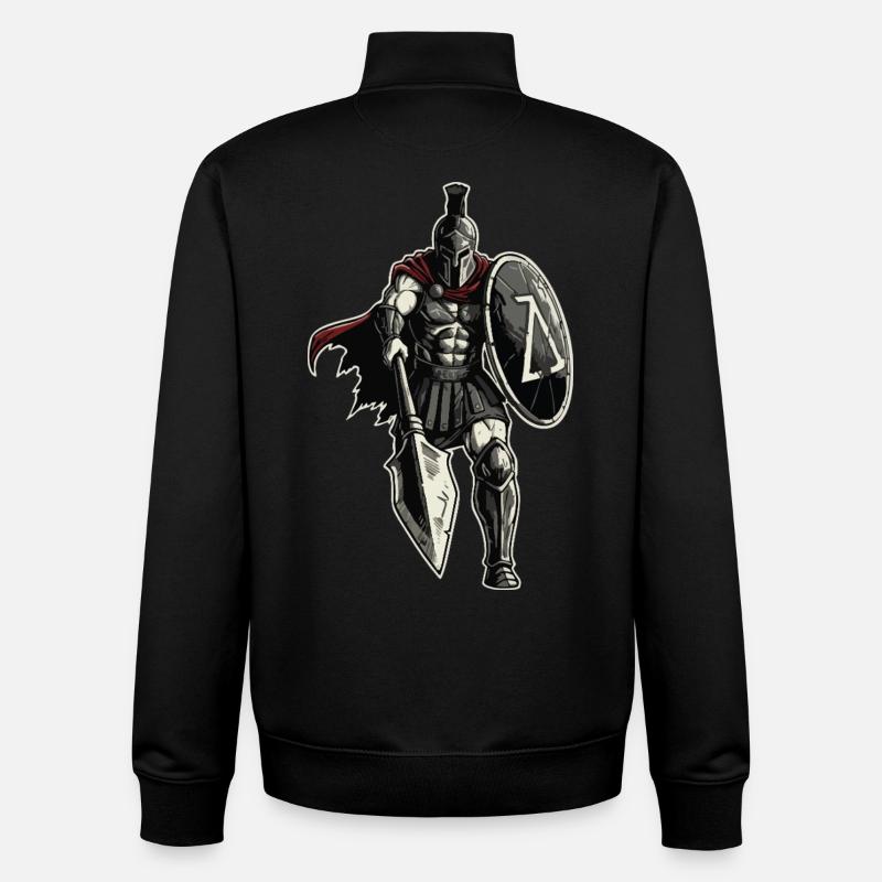 Veteran Spartan Combat Spear Shield Maskottchen - Unisex Organic Zip Sweatshirt von Stanley/Stella - Schwarz