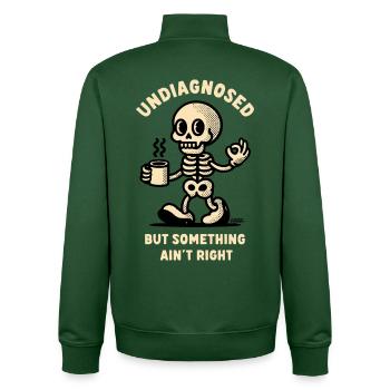 Undiagnosed Skeleton Mug Tee - Unisex Organic Zip Sweatshirt by Stanley/Stella - bottle green - Back - AI Model Male 185 dark (185cm)