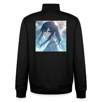 Blue Night Light Anime Portrait - Unisex Organic Zip Sweatshirt by Stanley/Stella - black - Back - AI Model Male 185 light (185cm)